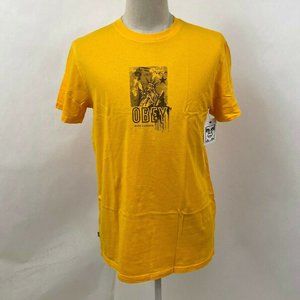 Obey T-Shirt "Obey with Caution" Baked Yellow